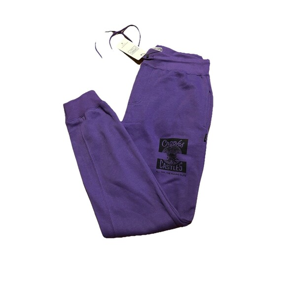 NWT Crooks & Castles Sweatpants Men’s Size M Purple Graphic Logo Joggers - Picture 1 of 4